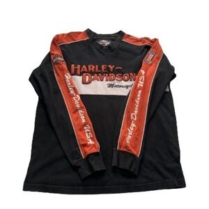 Harley-Davidson Black and Orange Long Sleeve Shirt